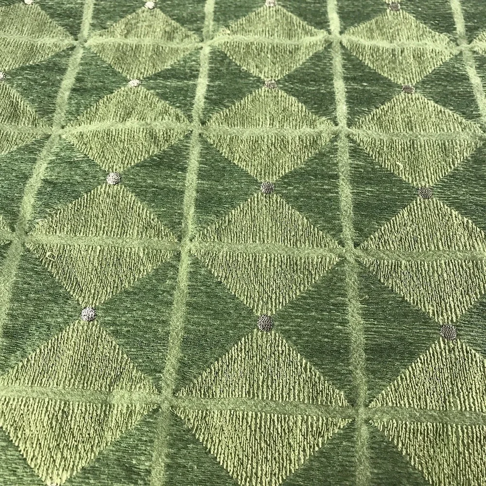 Crate & Barrel Set Of 4 Rectangle Cotton Placemats‎ Green Silver Diamond Pattern